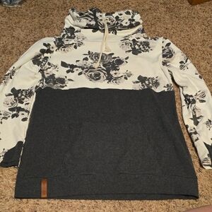 AMPERSAND AVE Floral and Gray Hoodie